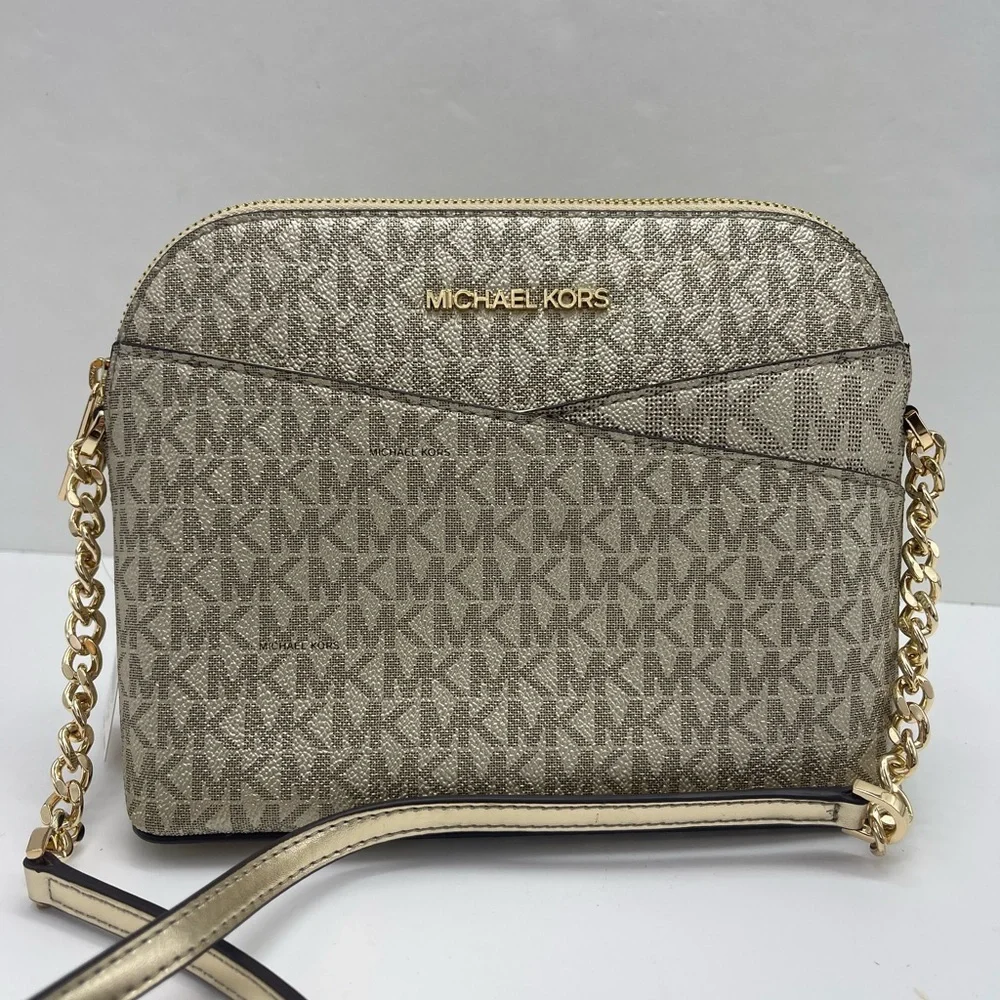 Michael Kors Jet Set Travel Signature Md Dome Crossbody  XCROSS XBODY Pale Gold